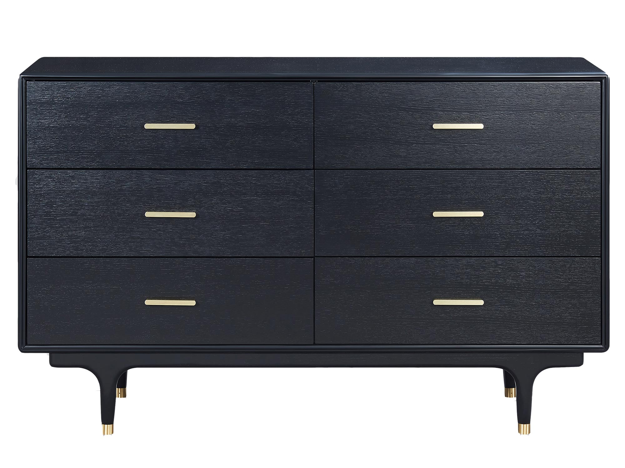 Designerska czarna komoda z minimalistycznym złotym uchwytem