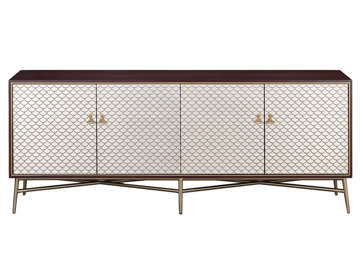Walnuss-Kommode mit Schuppenmuster Eleganza