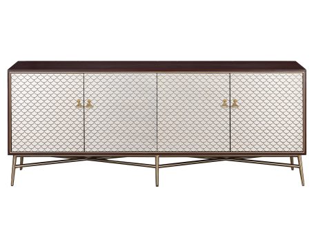 Elegancka komoda orzech włoski z ozdobnymi uchwytami w kształcie liścia