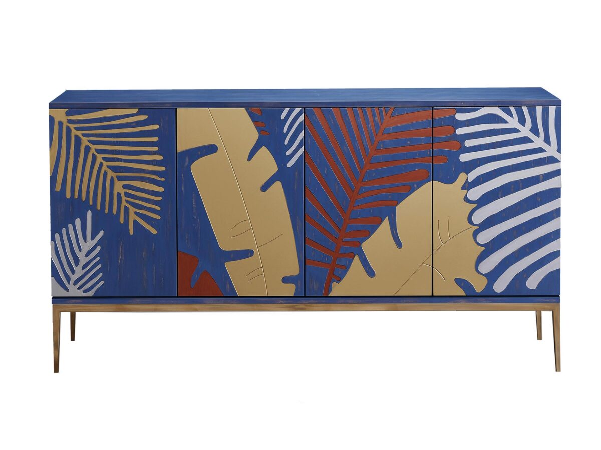Blaue Kommode mit Blumenmotiv Eleganza