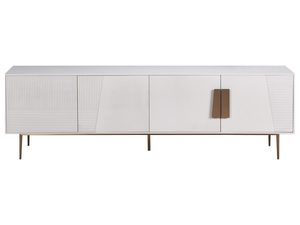 Miniatúra 2 - Elegantná biela TV komoda s geometrickým dekorom a zlatým lemovaním