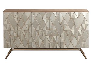 Miniatúra 3 - Dizajnová komoda s geometrickými frontmi v odtieňoch šampanského zlata