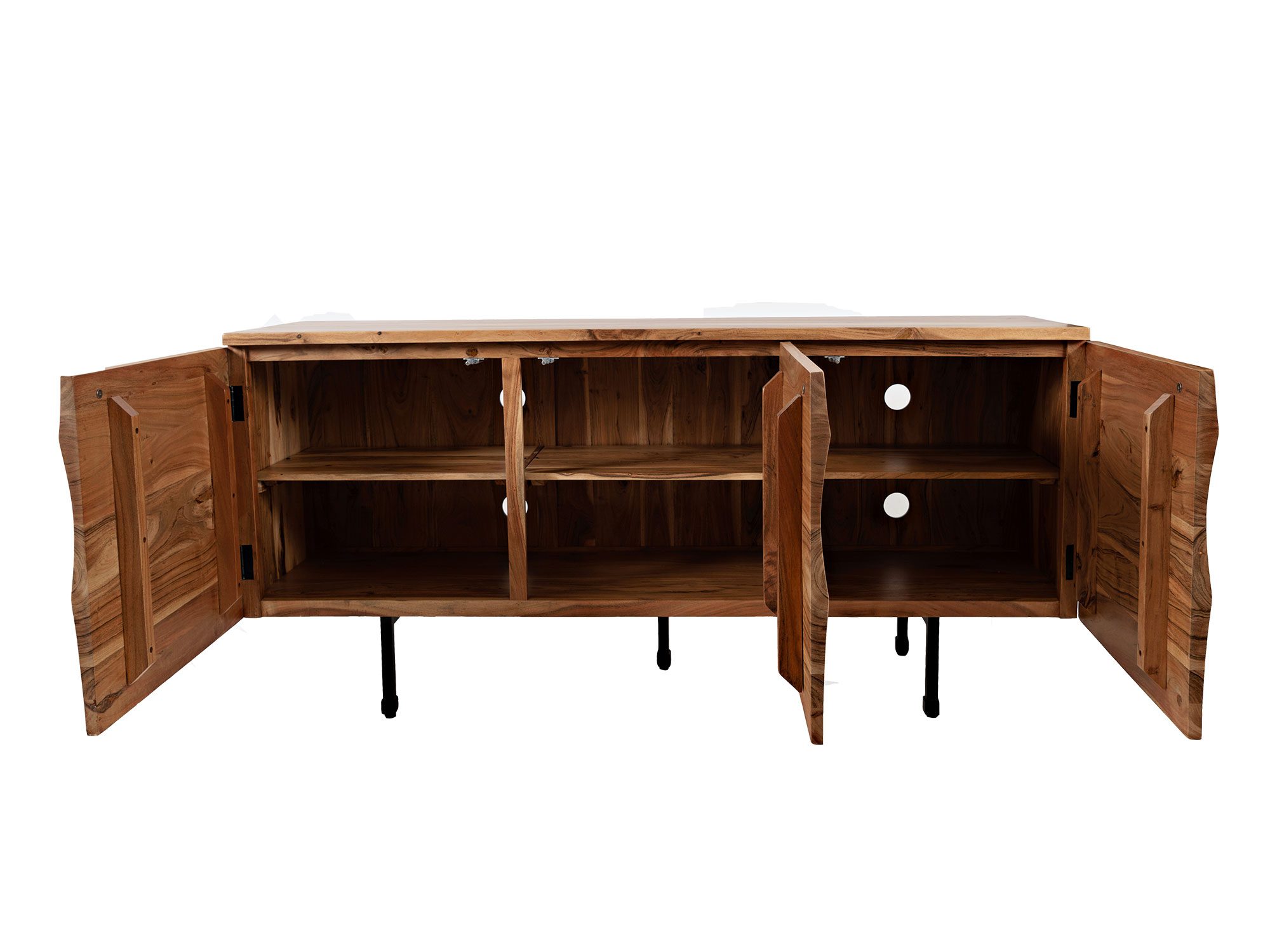 Komoda z naturalnego drewna na metalowych nogach w stylu industrialnym