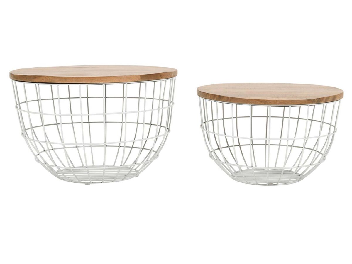 Modernes Beistelltisch-Set mit Holzplatte Avola