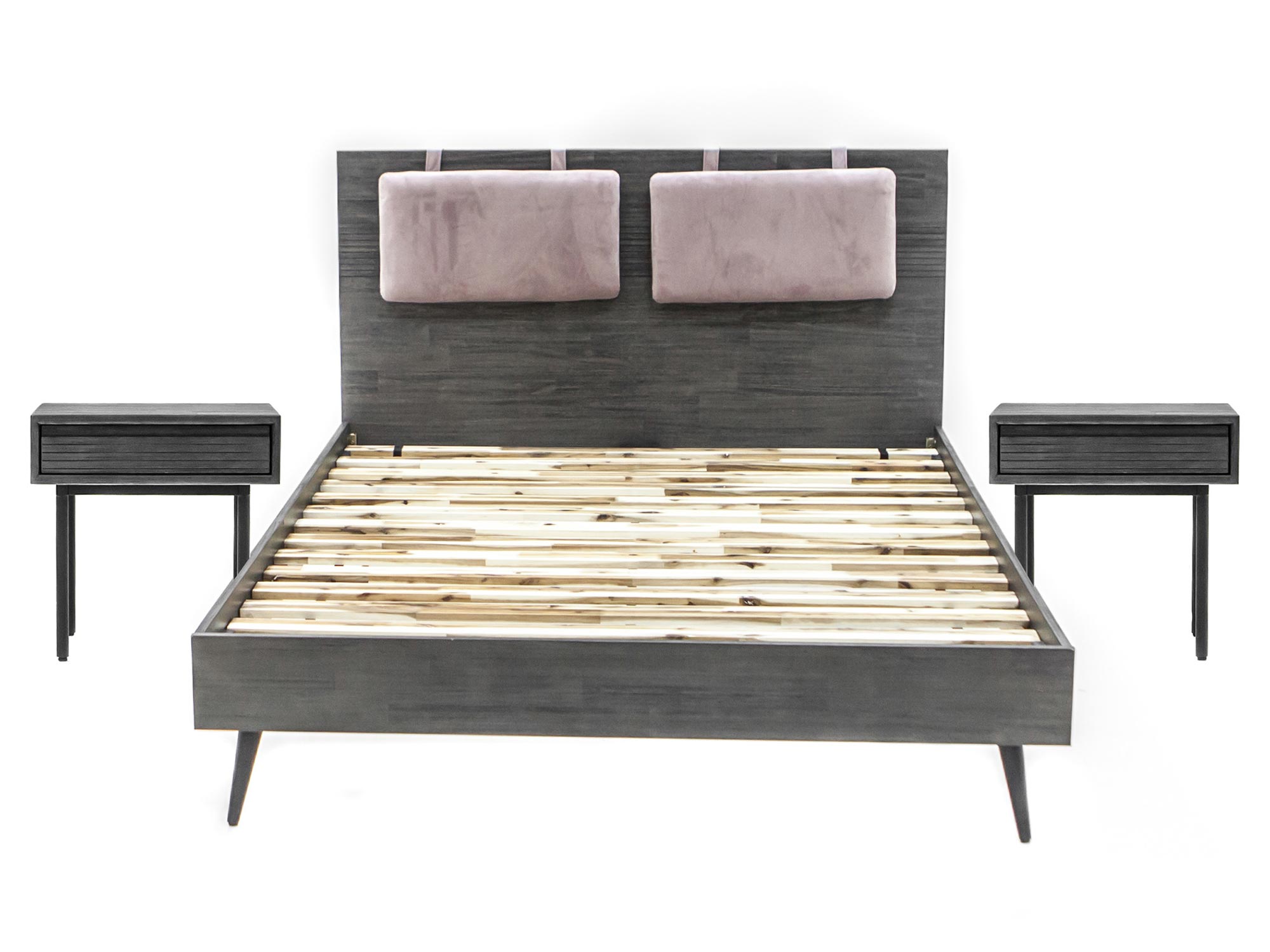 Nowoczesne łóżko z tapicerowanym zagłówkiem w stylu industrialnym Nowoczesne łóżko z tapicerowanym zagłówkiem w stylu industrialnym