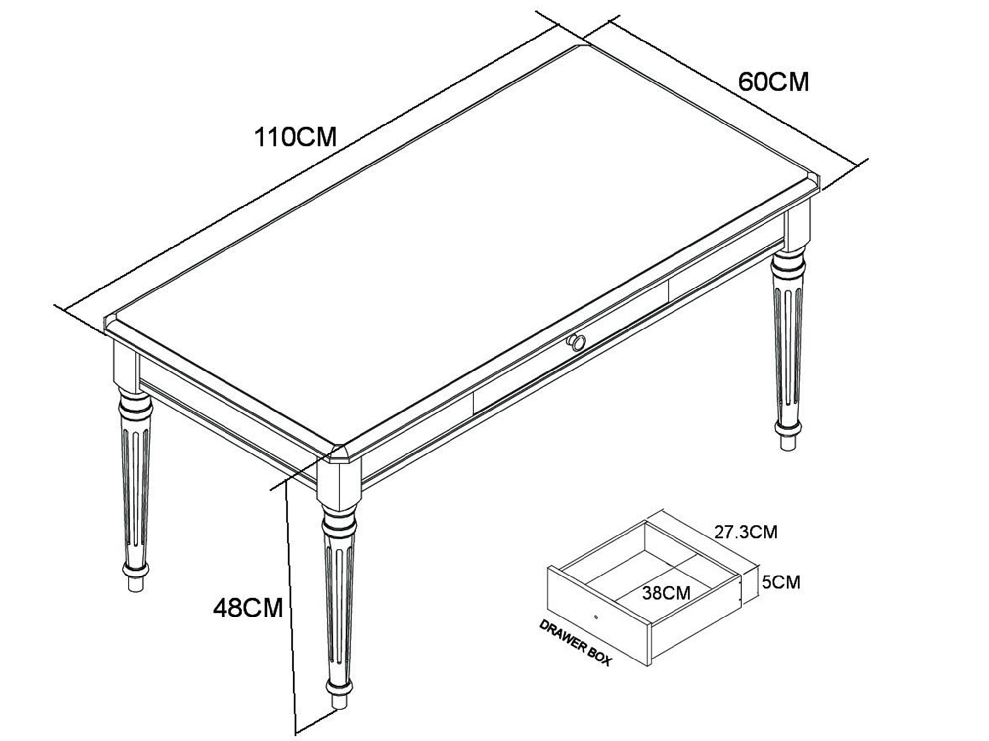Rysunek techniczny z wymiarami stolika kawowego Rysunek techniczny z wymiarami stolika kawowego