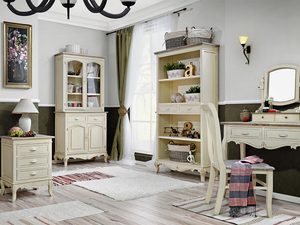 Miniaturka 6 - Drewniana konsola z dekoracyjnymi frontami i szufladami w stylu prowansalskim kolor kremowy
