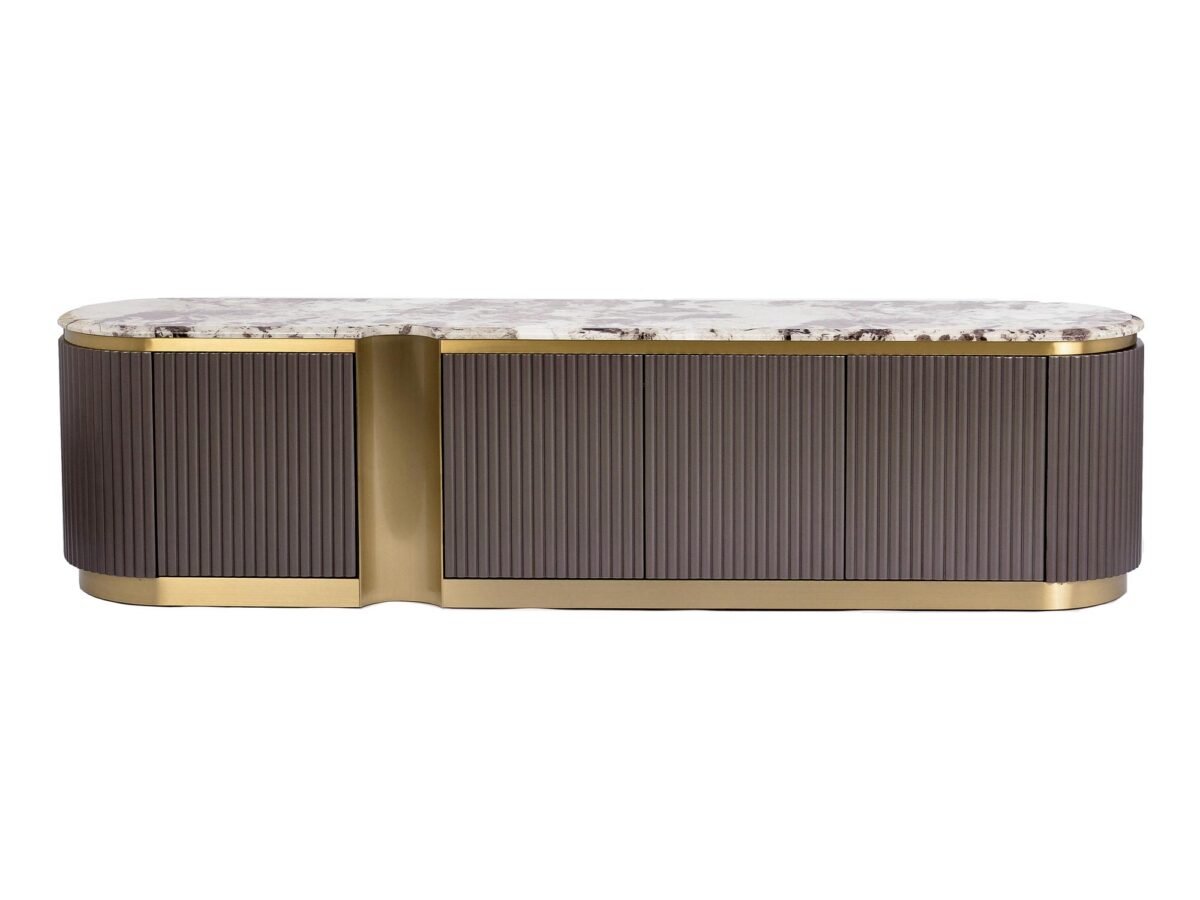 Grafit TV-Kommode 200 cm Marmorplatte Eleganza