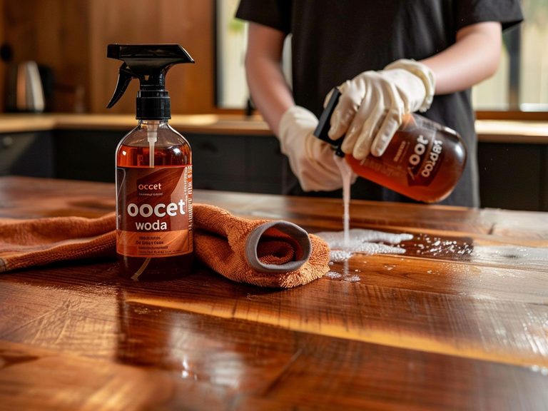 Olejek do pielęgnacji drewna w rustykalnym wnętrzu na drewnianym stole