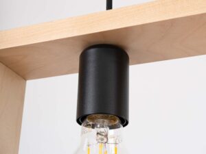 Miniaturka 10 - Czarna metalowa oprawka z żarówką LED w drewnianej ramie