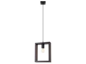 Miniatúra 16 - Sivá závesná lampa štvorcová z dreva s čiernym podhľadom