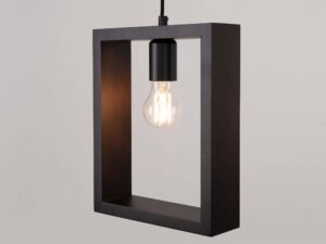 Miniaturka 6 - Lampa wisząca kwadratowa grafitowa ze świecącą żarówką vintage