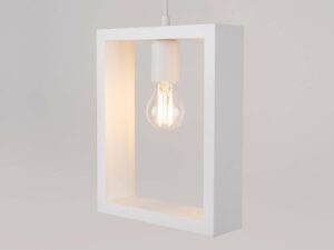 Miniaturka 7 - Kwadratowa rama lampy wiszącej z włączoną żarówką filamentową LED