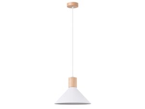 Miniatúra 16 - Biela škandinávska závesná lampa s prírodným dreveným detailom