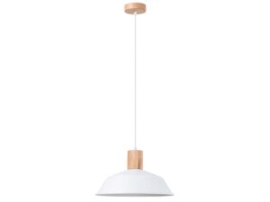 Miniatúra 16 - Biela závesná lampa s drevným spracovaním