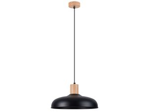 Miniatúra 16 - Čierna stropná lampa s plochým tienidlom a prírodným drevom
