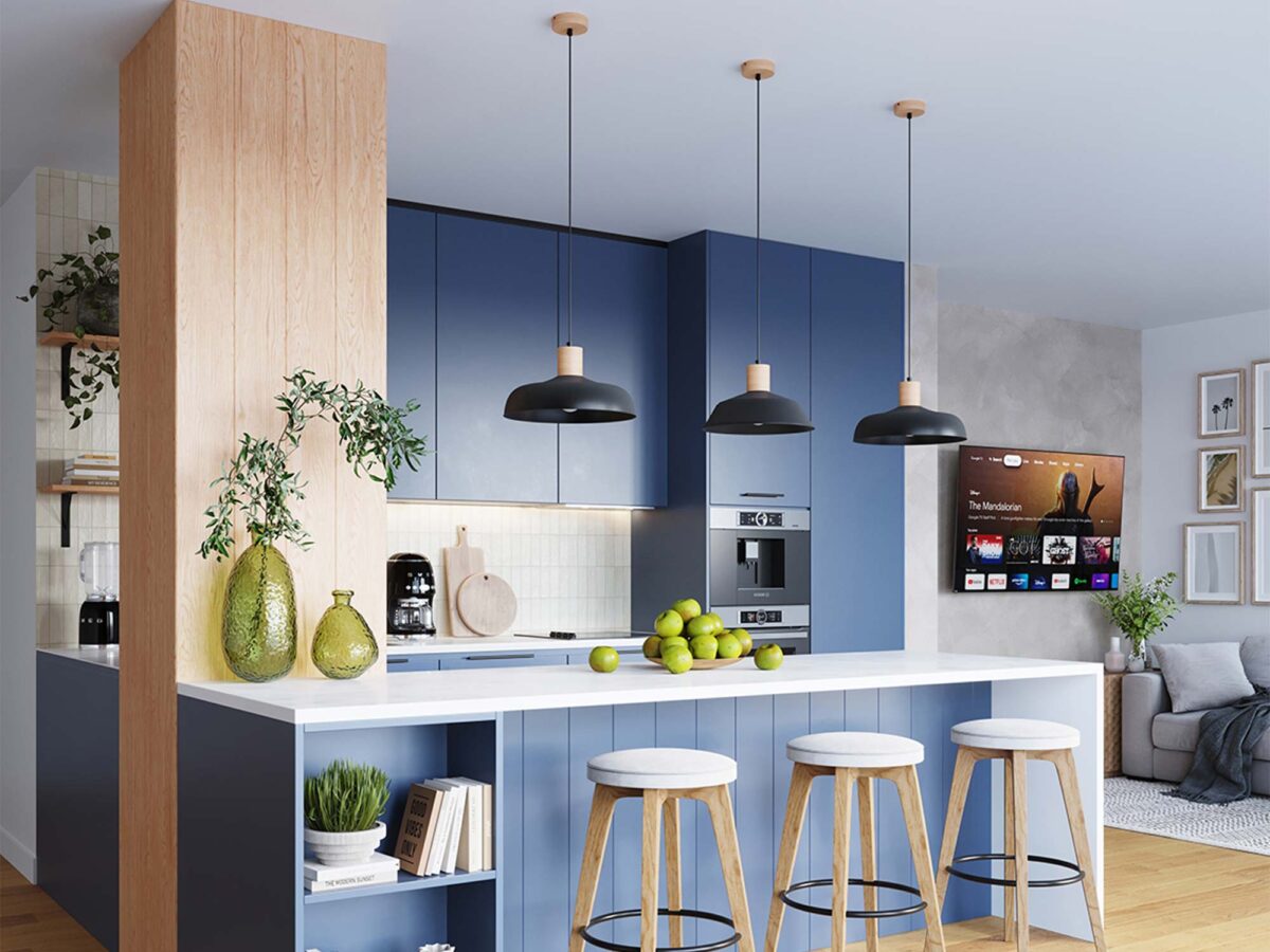 Scandi – contemporary kuchyně s ostrůvkem