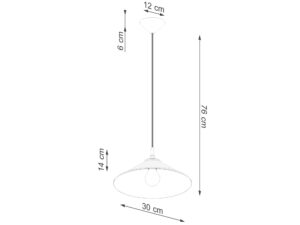 Miniaturka 12 - Schemat wymiarów lampy wiszącej białej ze stożkowym kloszem 30cm