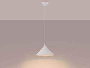 Miniaturka 3 - Lampa wisząca biała metalowa ze świecącą żarówką ciepłe światło
