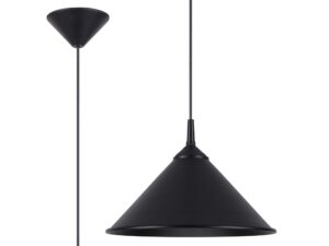 Miniaturka 1 - Czarna lampa wisząca metalowa ze stożkowym kloszem i podsufitką