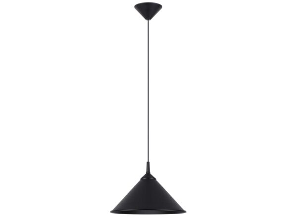 Lampa wisząca czarna metalowa ze stożkowym kloszem
