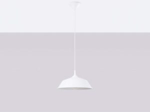 Miniaturka 2 - Biała metalowa lampa wisząca z szerokim kloszem