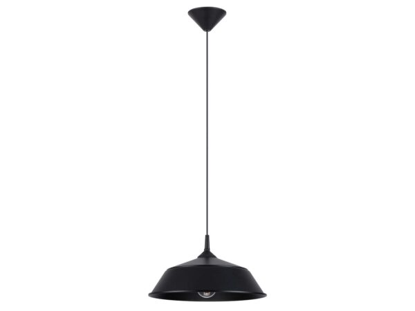 Lampa wisząca czarna metalowa z szerokim kloszem