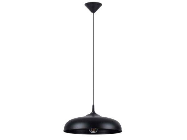 Lampa wisząca czarna metalowa z widoczną żarówką