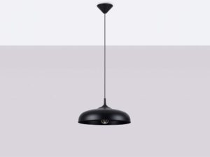 Miniaturka 2 - Czarna metalowa lampa wisząca z płaskim kloszem