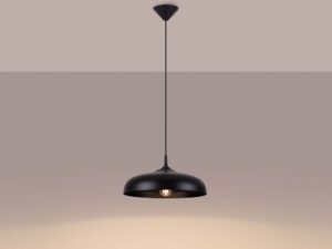 Miniaturka 3 - Lampa wisząca czarna metalowa ze świecącą żarówką