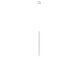 Miniaturka 1 - Lampa wisząca biała z długim żłobionym kloszem tubowym