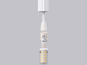 Miniaturka 9 - Detal żarówki G9 LED z gniazdem lampy wiszącej białej zbliżenie