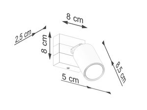 Miniaturka 7 - Rysunek techniczny kinkieta ściennego z wymiarami