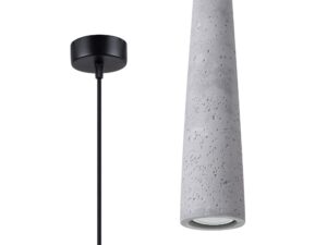 Miniaturka 1 - Szara lampa wisząca z lastriko z czarną podsufitką i przewodem