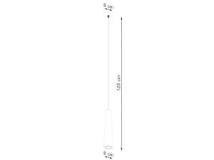 Miniaturka 11 - Schemat wymiarów lampy wiszącej betonowej wysokość 125 cm szerokość 8 cm