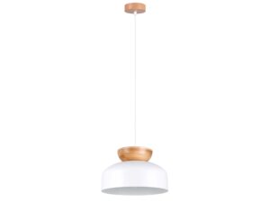 Miniatúra 16 - Biela závesná lampa s prírodným bukovým drevom