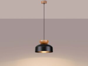Miniaturka 3 - Lampa z białym abażurem i bukowym elementem dekoracyjnym