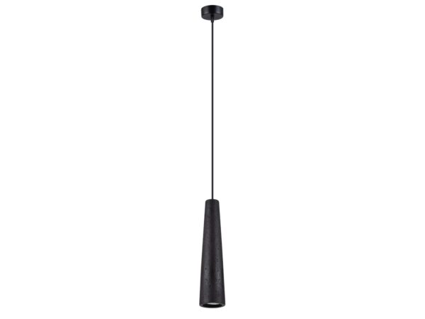 Lampa wisząca betonowa czarna o stożkowym kształcie na kablu