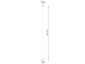Miniaturka 12 - Schemat wymiarów lampy wiszącej stożkowej wysokość 125 cm średnica 8 cm