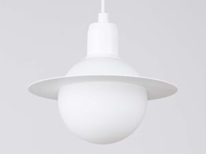 Miniaturka 6 - Detal klosza lampy wiszącej Saturn białej z kulistym kloszem i pierścieniem