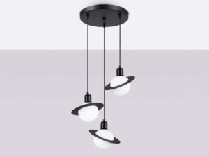 Miniaturka 2 - Lampa sufitowa potrójna Saturn czarna na szarym tle