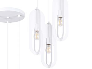 Miniaturka 1 - Biała lampa wisząca z trzema owalnymi ramkami i żarówkami Edison