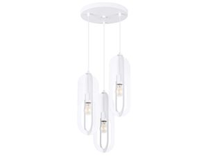 Miniatúra 16 - Stropná trojitá lampa, biela, s kovovými obručami a žiarovkami