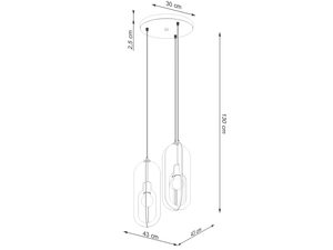 Miniaturka 14 - Rysunek techniczny lampy wiszącej z wymiarami montażowymi