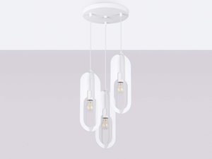 Miniaturka 2 - Wisząca lampa biała z owalnymi kloszami na okrągłej podsufitce