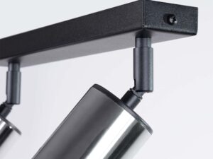 Miniaturka 6 - Detal przegubowego mocowania chromowanego reflektora plafonu dwupunktowego zbliżenie