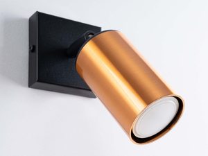 Miniaturka 5 - Kinkiet miedziany z kloszem cylindrycznym i źródłem światła LED