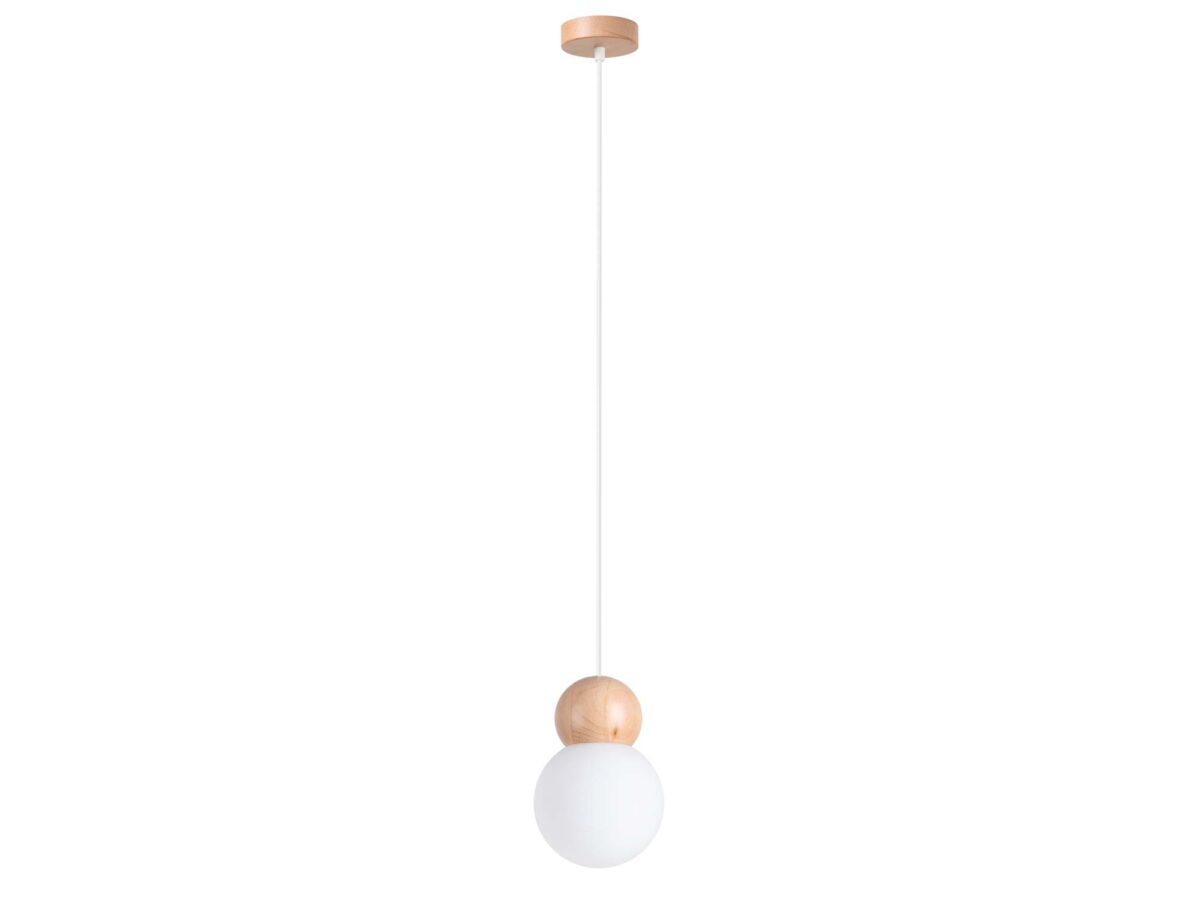 Lampa wisząca PEKTO 1 biała/naturalne drewno