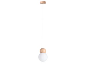 Miniatúra 14 - Závesná buková lampa s mliečnou sklenenou guľou na bielom pozadí