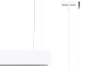 Miniaturka 1 - Biała lampa wisząca liniowa LED z prostokątnym kloszem i podsufitką